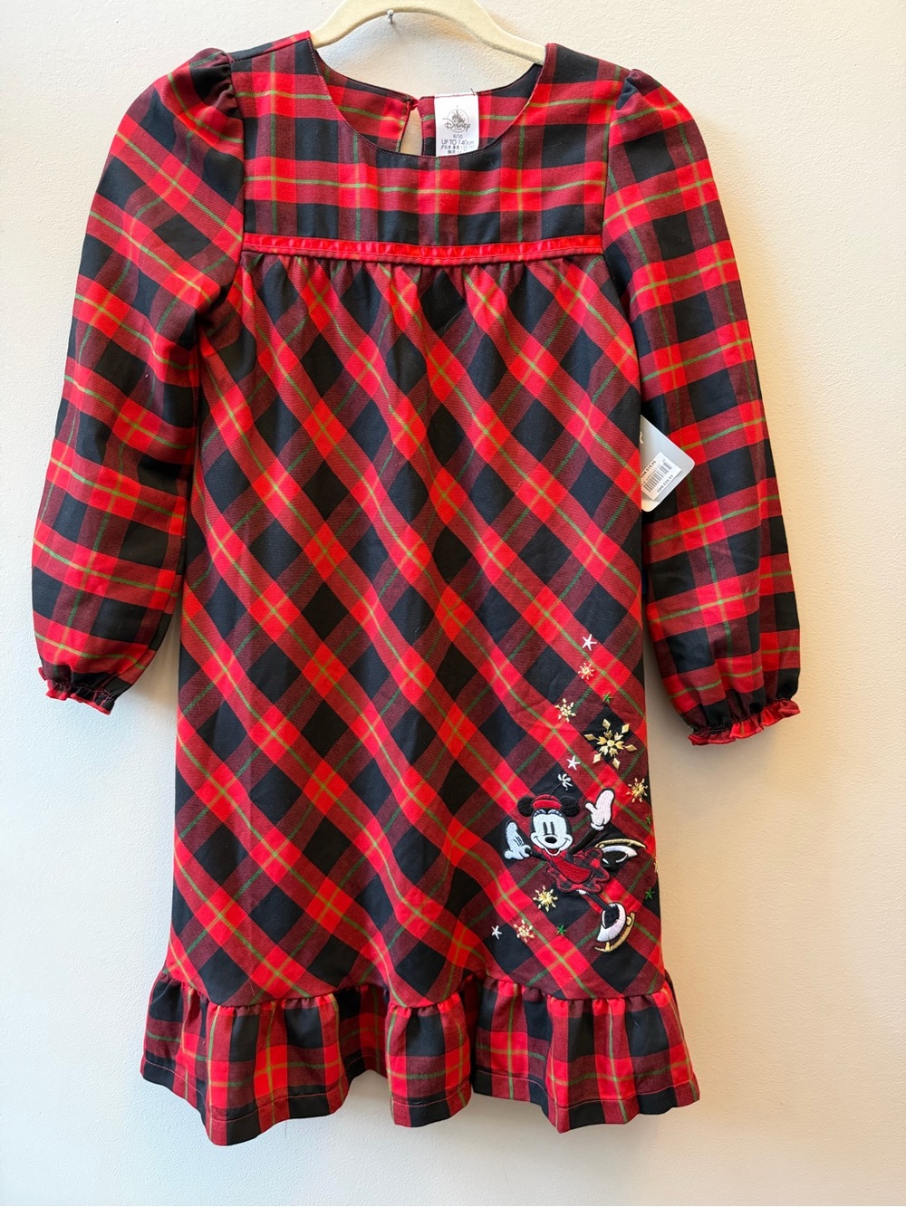 Disney Red Black Green Plaid Minnie Mouse Nightgown NEW Ice Skating Christmas - Picture 1 of 9